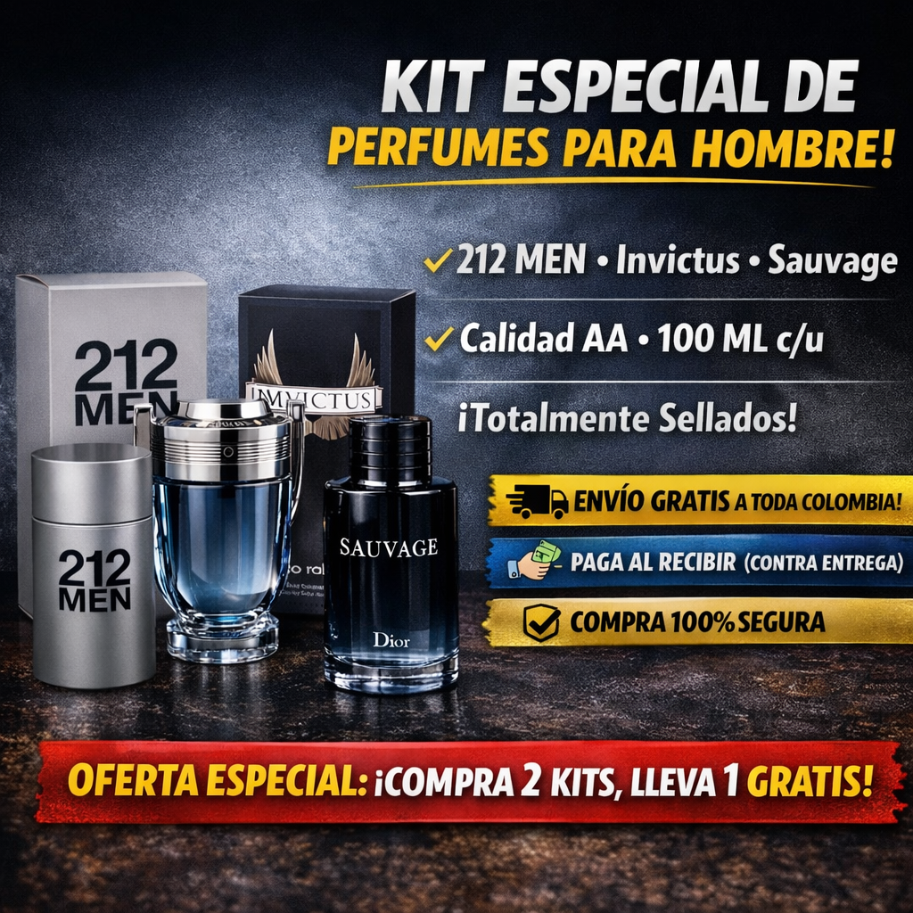 KIT ESPECIAL DE PERFUMES - 212 MEN + INVICTUS + SAUVAGE